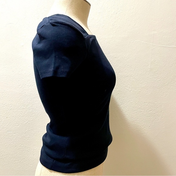 Tommy Hilfiger Women’s Short Sleeve Tabitha Square Neck Tee - Navy Extra Small 💖 - Picture 7 of 13